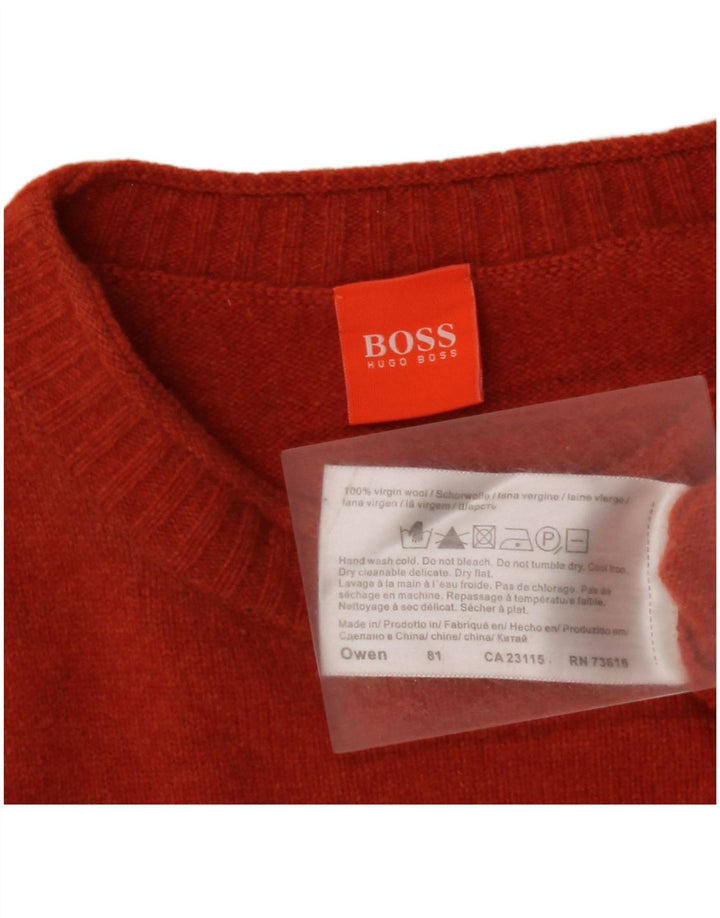 HUGO BOSS Pull Col Rond Homme Orange Moyen Laine Vierge