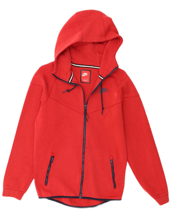 Nike Pull à capuche zippé pour homme Petit coton rouge