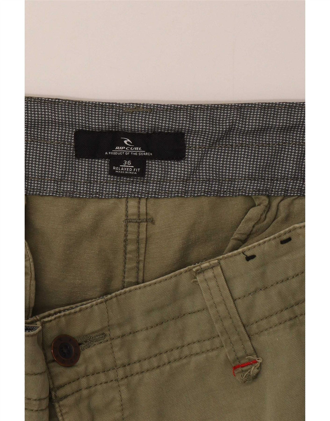 Rip Curl Short cargo coupe décontractée pour hommes W36 grand coton kaki