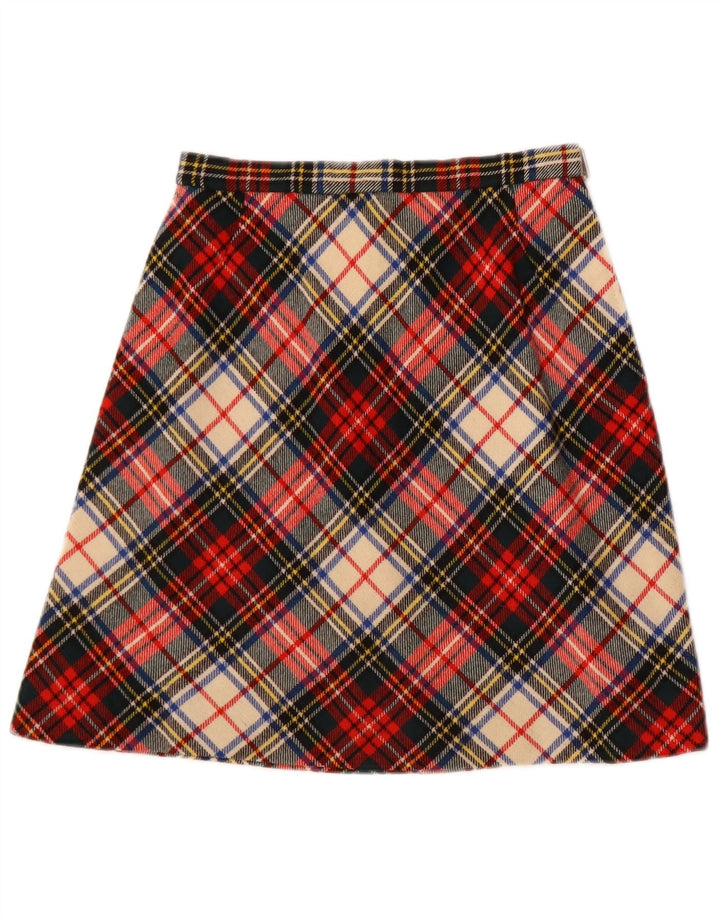 jupe trapèze femme vintage W24 XS Plaid multicolore