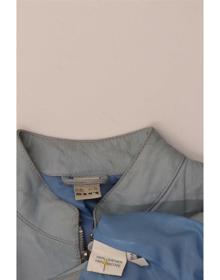 Veste en cuir femme vintage UK 14 Cuir bleu moyen