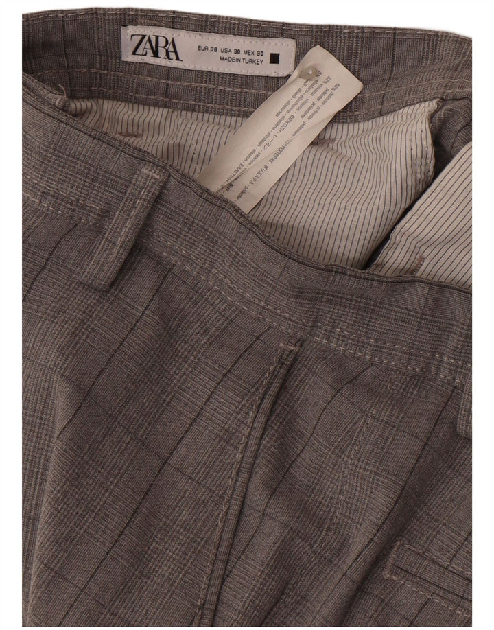 Zara Pantalon Chino Slim Homme EU 38 Small W30 L28 Gris Carreaux Polyester