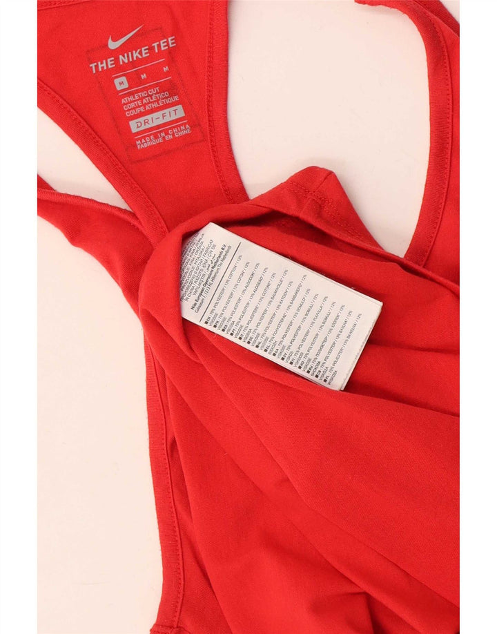 Nike Femme Dri Fit Débardeur UK 12 Rouge Moyen Polyester
