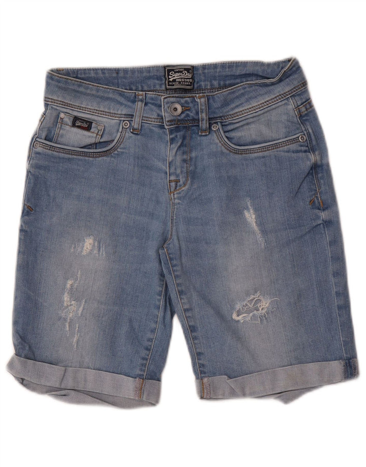 Superdry Short En Jean Déchiré W26 Femme Petit Bleu