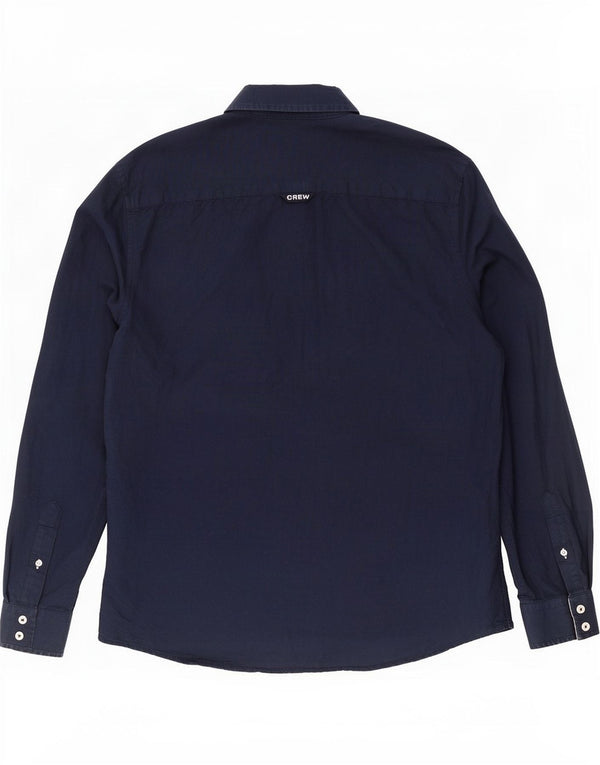 Crew Clothing Chemise slim pour homme en coton bleu marine Large