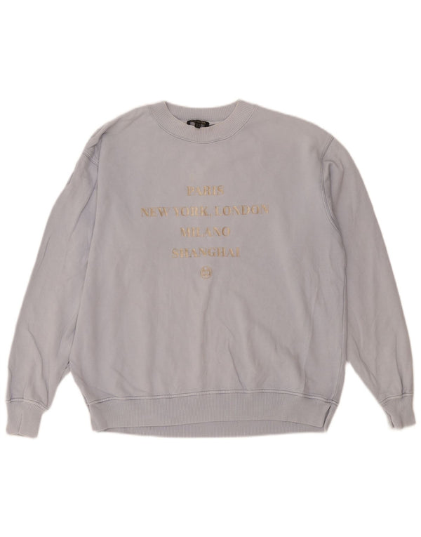 Massimo Dutti Sweat-shirt surdimensionné graphique pour femme UK 14 Bleu moyen