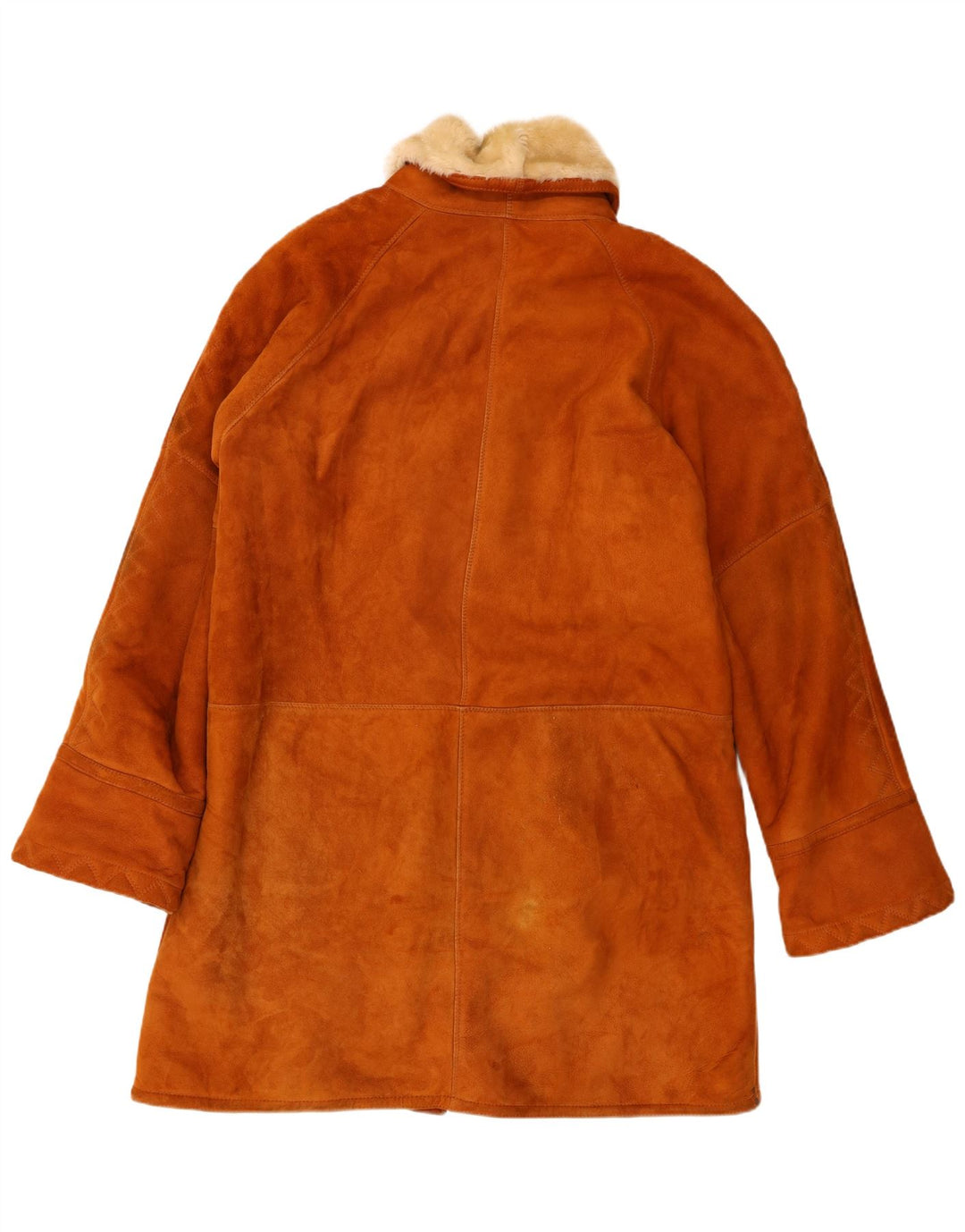 vintage Femme Loose Fit Shearling Manteau IT 48 XL Cuir Marron