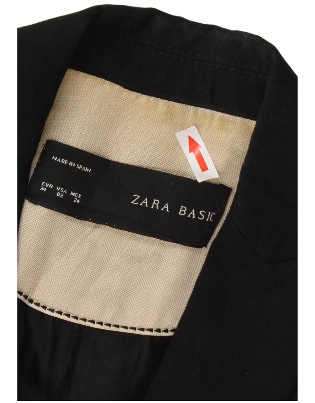 Zara Veste Blazer 1 Bouton Femme EU 34 2XS Acétate Noir