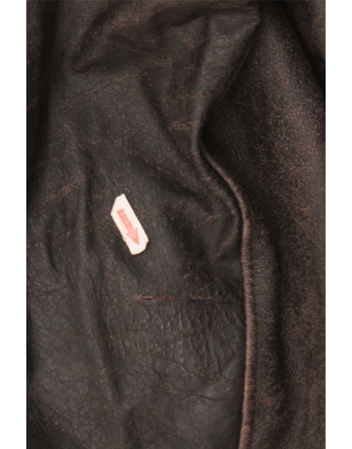 veste en cuir homme vintage UK 40 Grand cuir brun