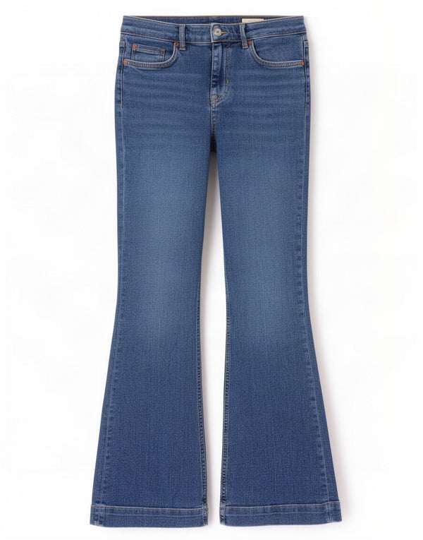 Marks & Spencer Jean évasé slim pour femme UK 12 Medium W30 L31 Bleu Coton