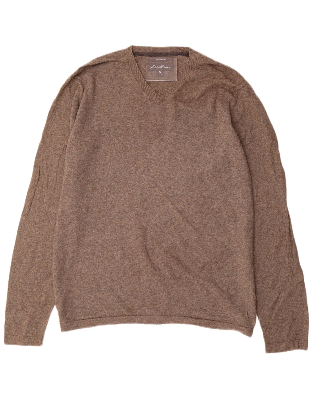 EDDIE BAUER Pull col V pour homme en coton gris Taille L