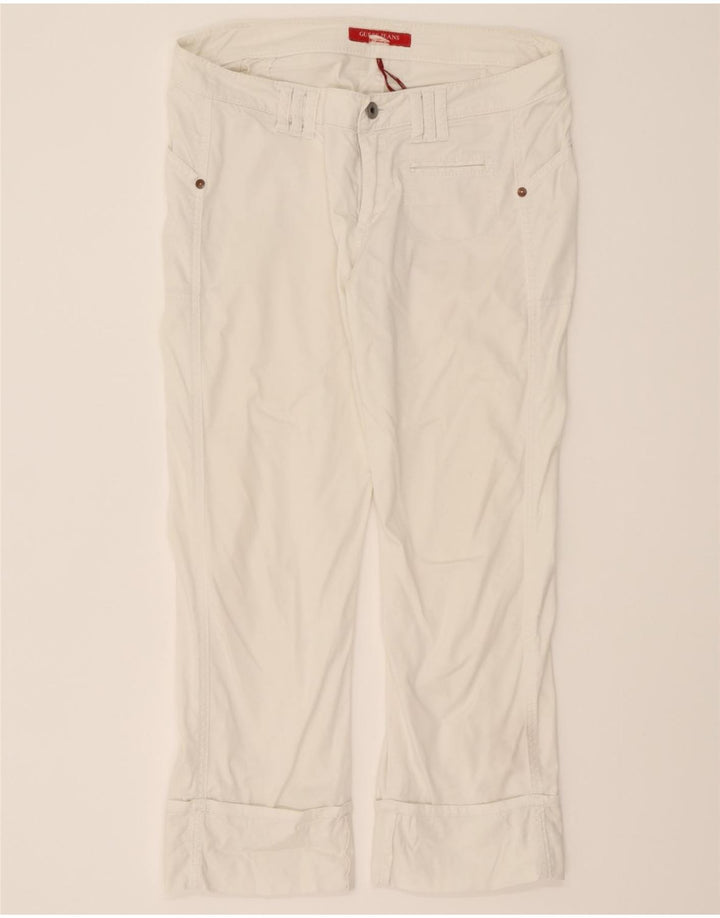 GUESS Womens Straight Cropped Trousers W29 L25 White Vintage Guess and Second-Hand Guess from Messina Hembry 