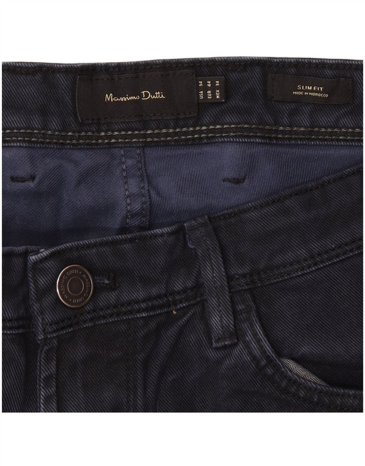 Massimo Dutti Jean slim pour homme EU 44 Large W34 L30 Bleu marine