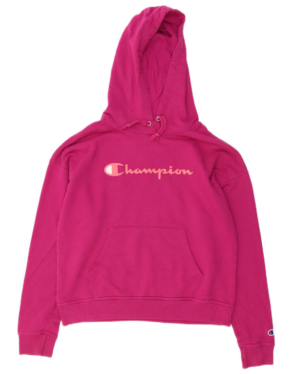 Champion Pull à capuche surdimensionné graphique pour femme UK 10 Petit coton rose