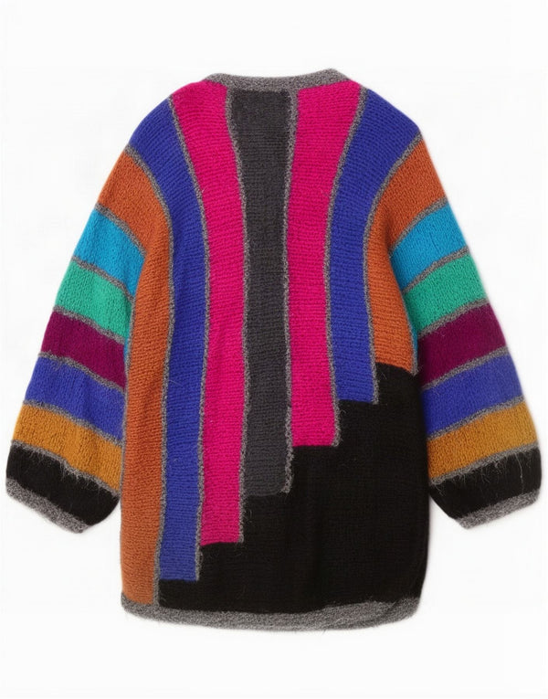 Vintage Womens Cardigan Sweater UK 10 Small Multicolore Colourblock