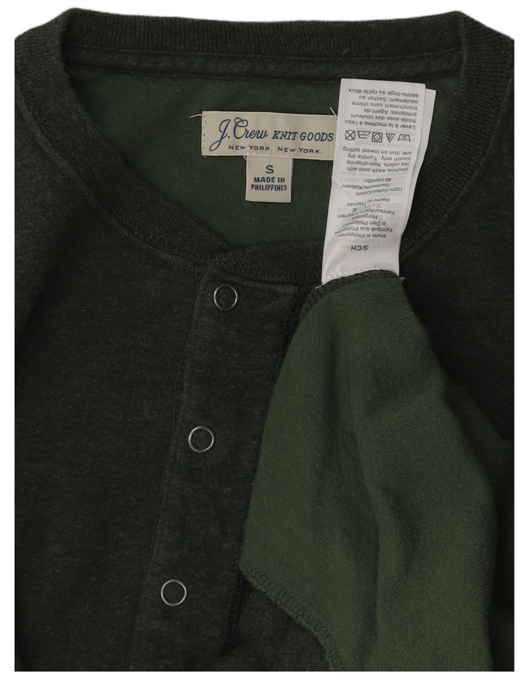 J. CREW Haut Homme Manches Longues Petit Coton Vert