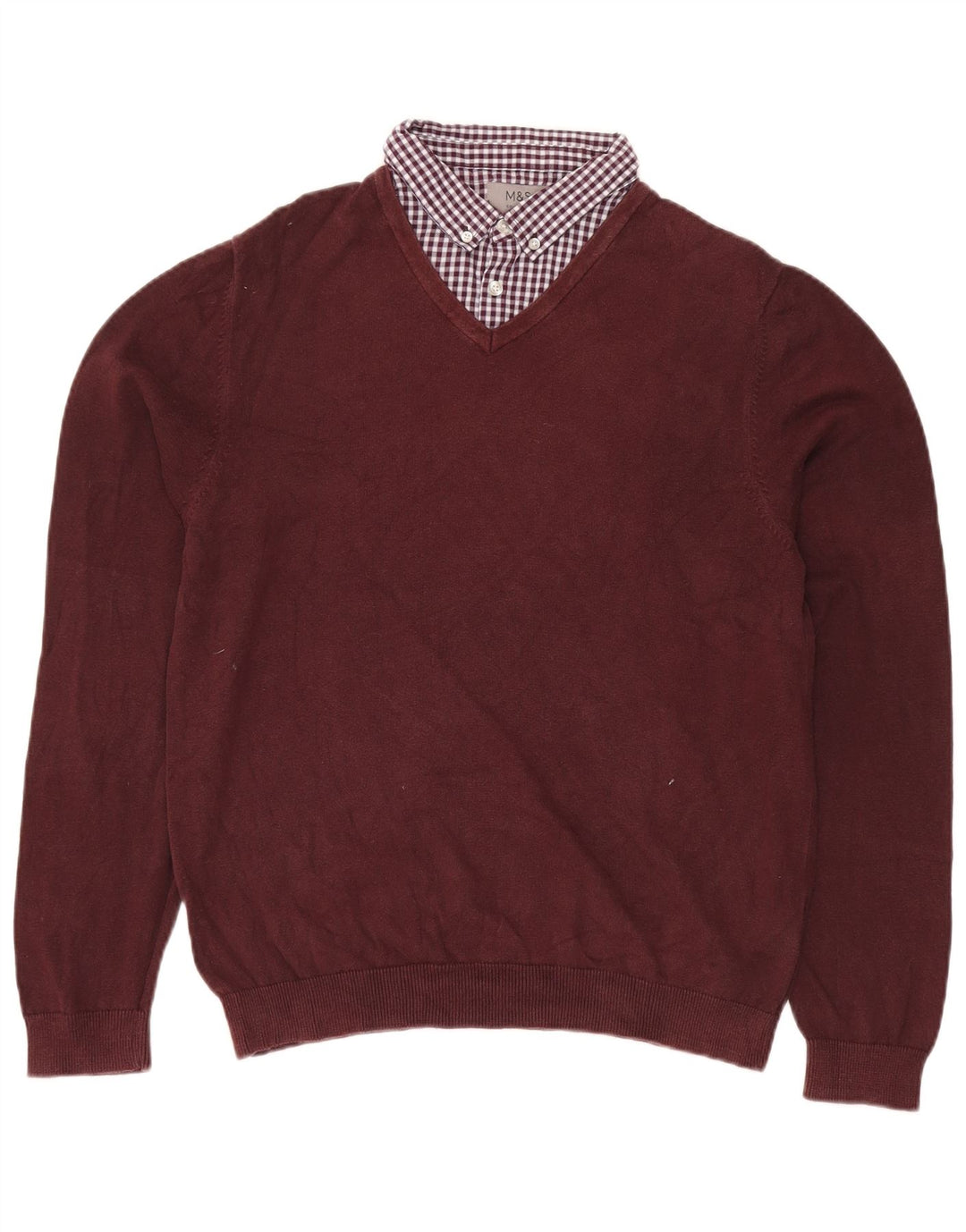 Marks & Spencer Pull col V pour homme en coton marron Taille L