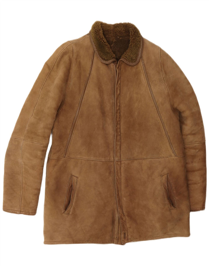 vintage Mens Shearling Overcoat UK 40 Grand Brun