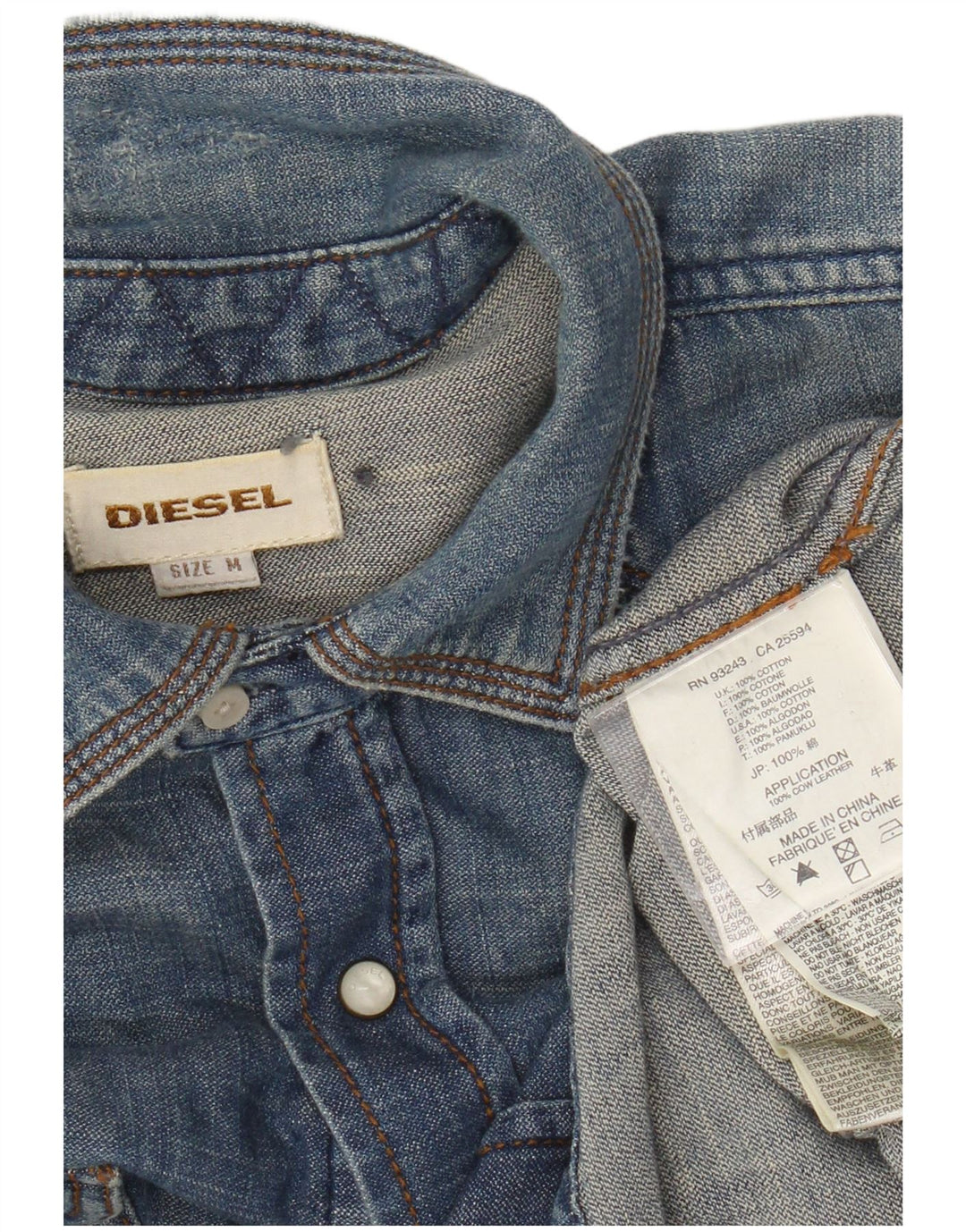 Diesel Chemise En Jean Bleu Moyen Coton Homme