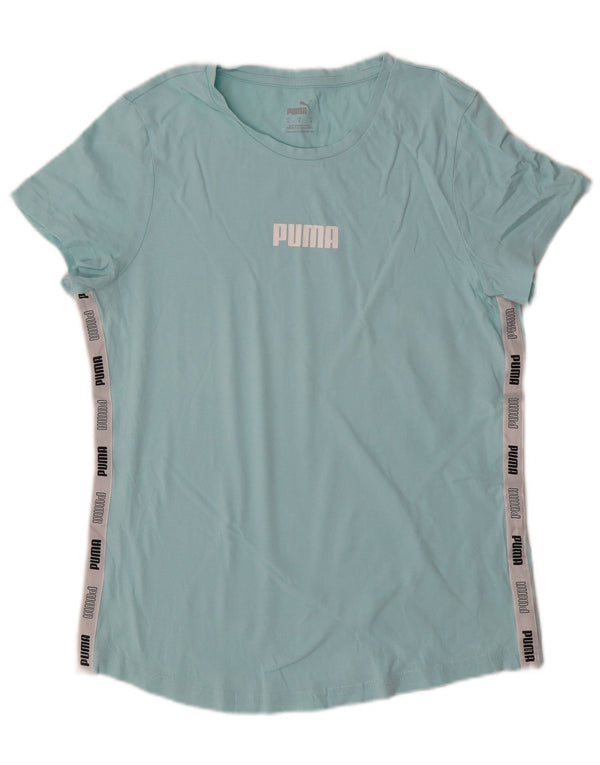 PUMA T-shirt graphique pour femme UK 12 Bleu moyen Colourblock