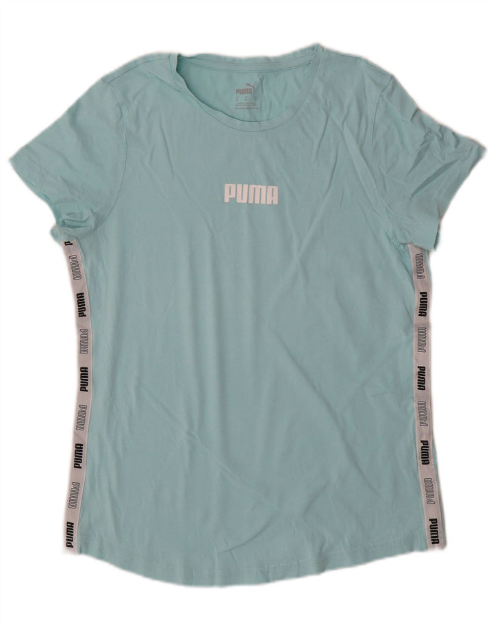 PUMA T-shirt graphique pour femme UK 12 Bleu moyen Colourblock