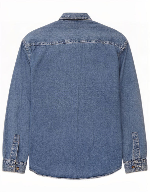 Vintage Mens Regular Fit Denim Shirt Small Blue Cotton