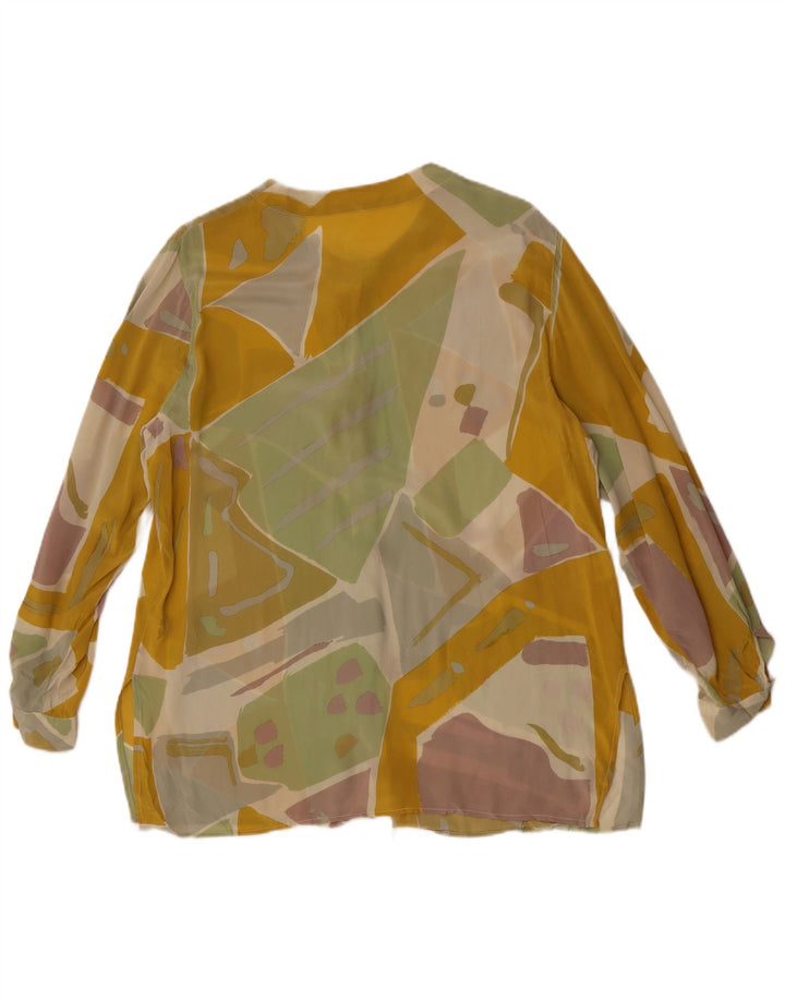vintage Womens See Through Shirt Blouse UK 14 Grand Multicolore