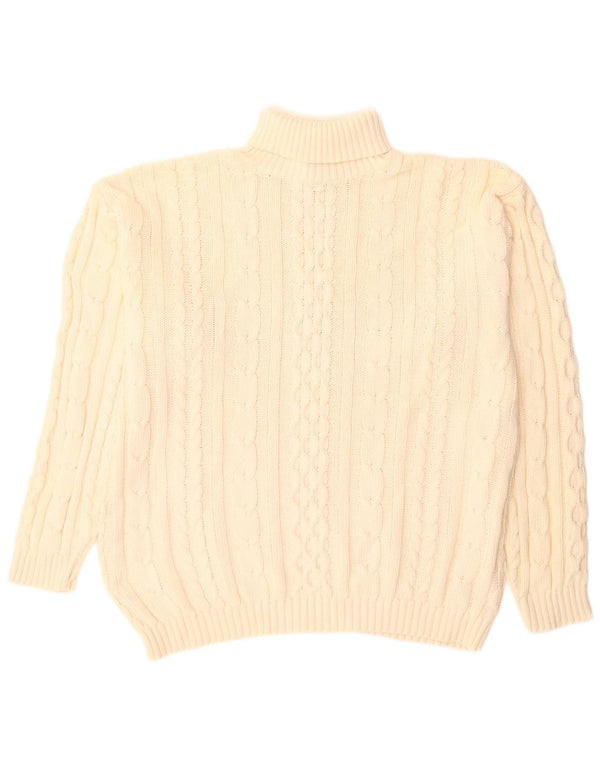vintage Mens Roll Neck Jumper Pull Grand Beige