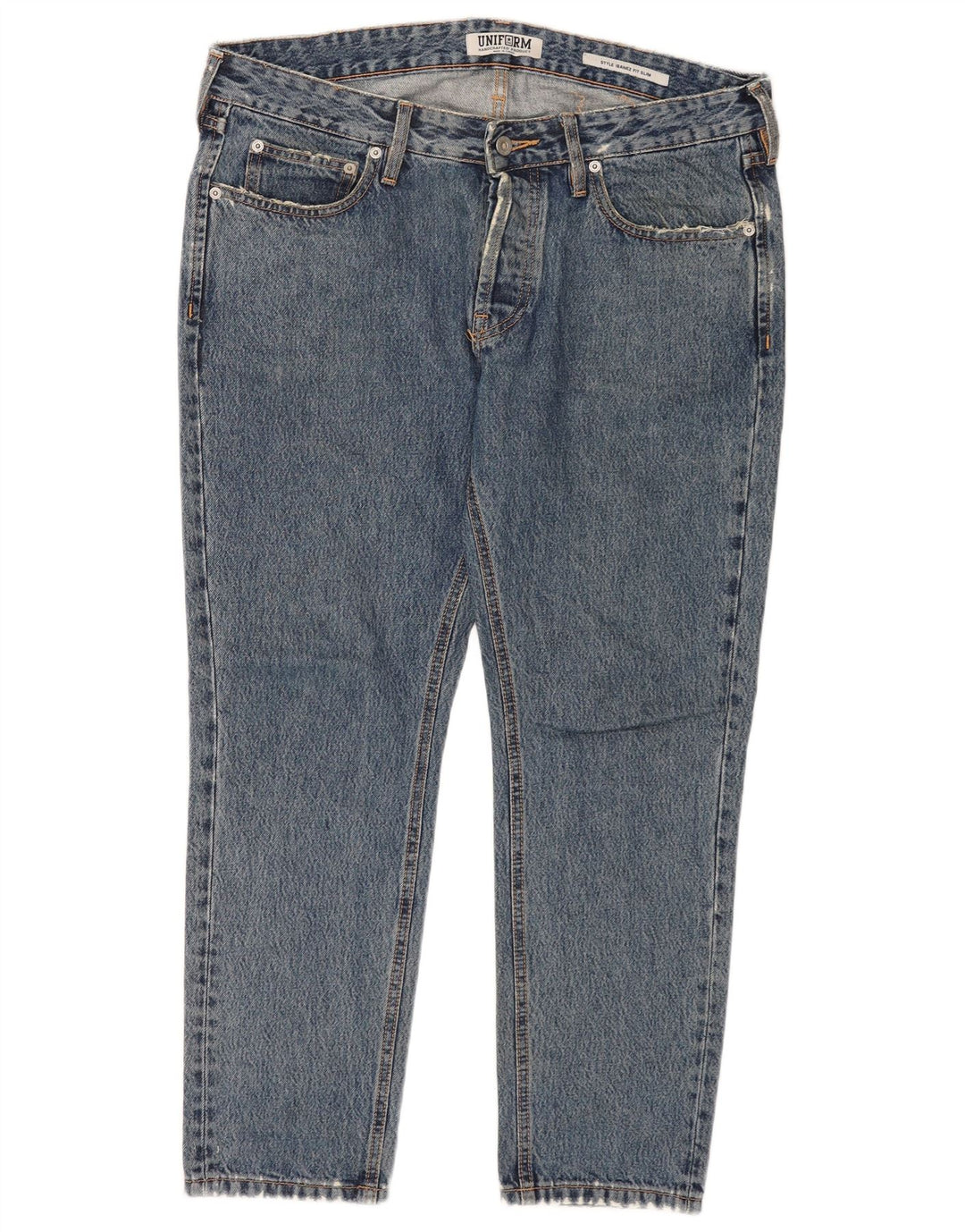 Jean Slim Femme Uniforme W33 L27 Bleu Coton