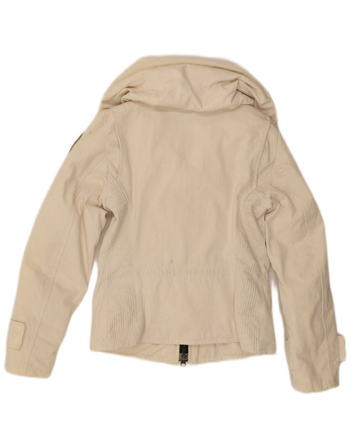 BLAUER Womens Padded Jacket UK 10 Small Off White Polyamide
