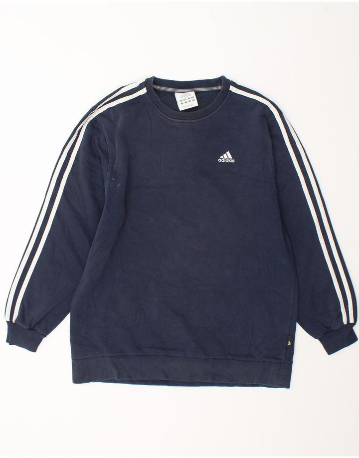 Adidas Mens Sweatshirt Jumper Petit Bleu Marine Coton