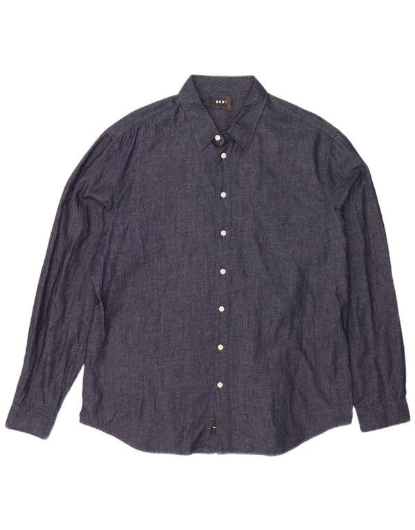 Dkny Chemise Homme Large Bleu Marine Coton