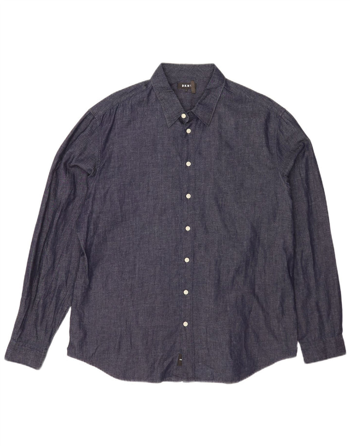 Dkny Chemise Homme Large Bleu Marine Coton