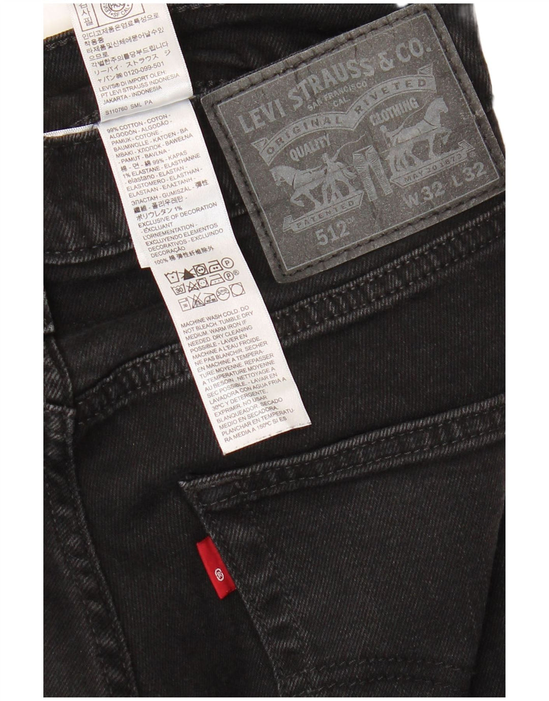 LEVI'S Jean Slim Fuselé 512 Homme W32 L32 Coton Noir