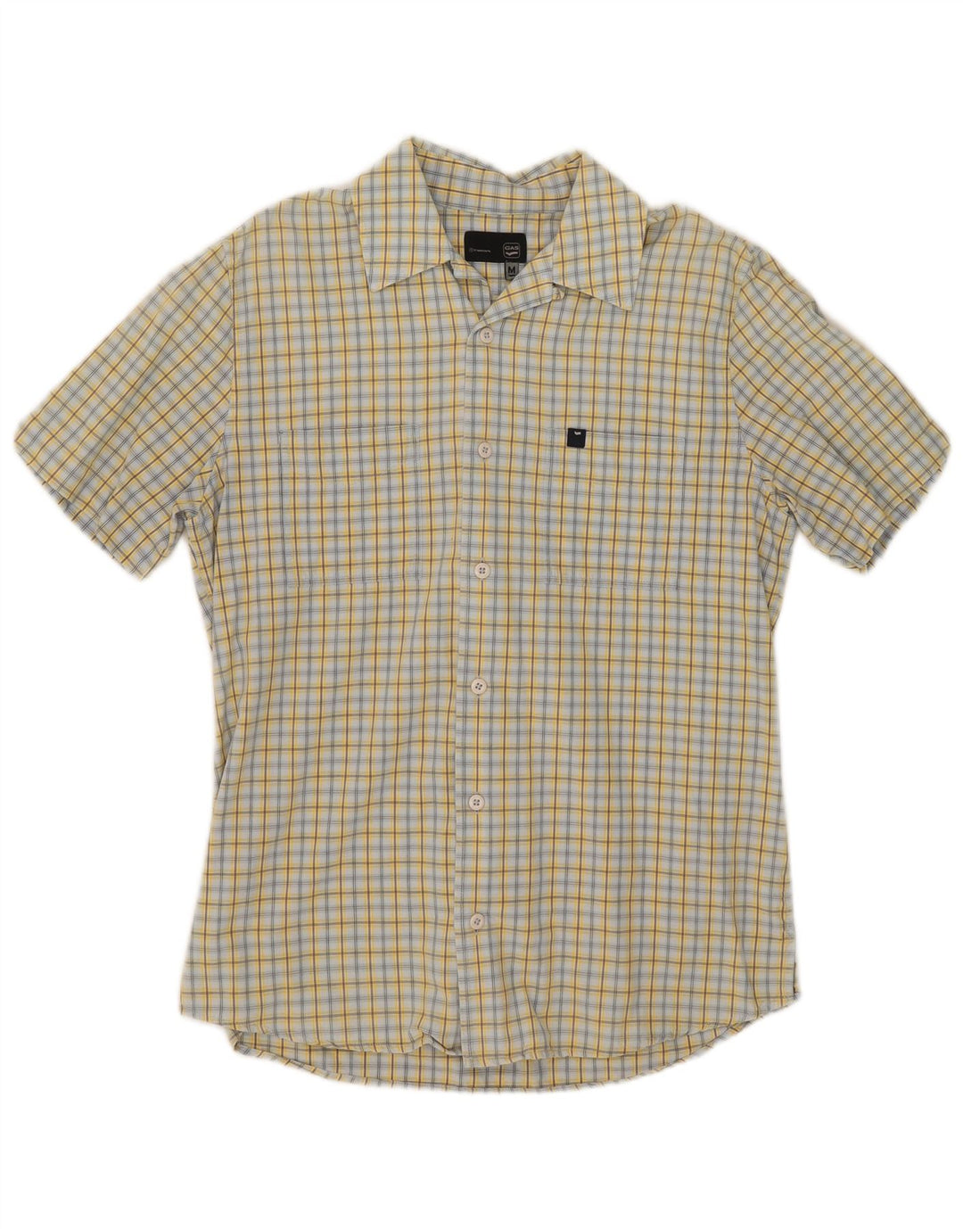 Gas Chemise à manches courtes homme en coton à carreaux jaune moyen