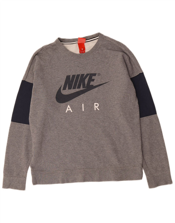 Nike Sweat-shirt graphique en coton color block gris moyen pour homme
