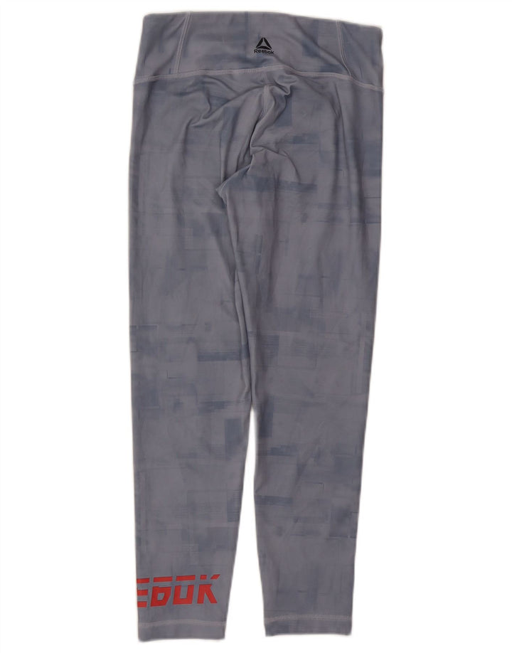 Reebok Leggings Graphic Crop Femme UK 8/10 Petit Bleu Polyester