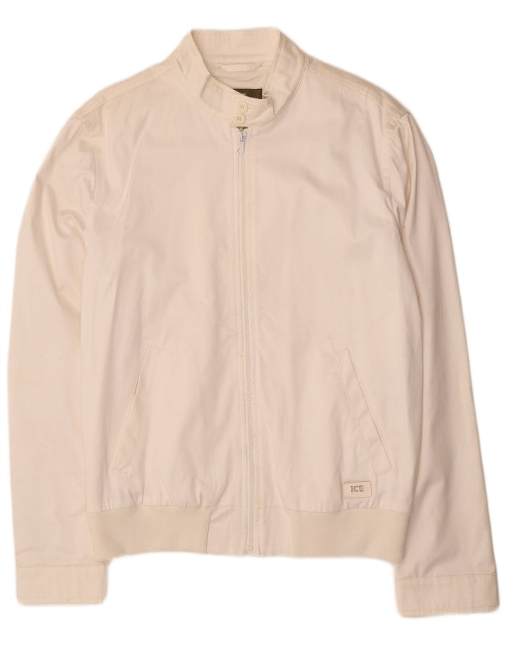 ICEBERG Veste Bomber Homme UK 44 2XL Coton Blanc
