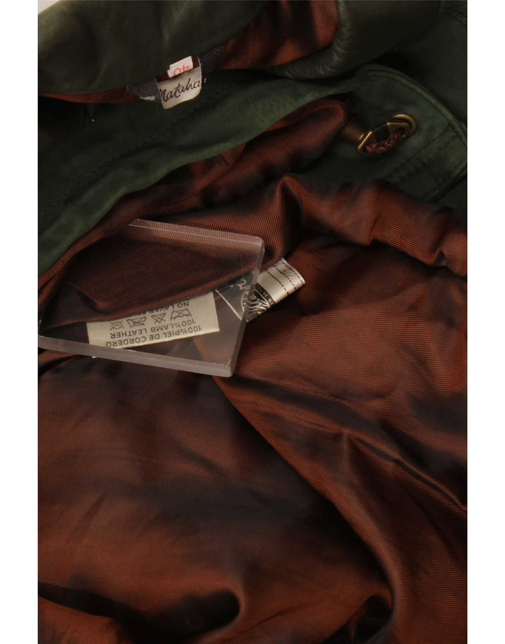 manteau en cuir surdimensionné femme vintage EU 40 Vert moyen