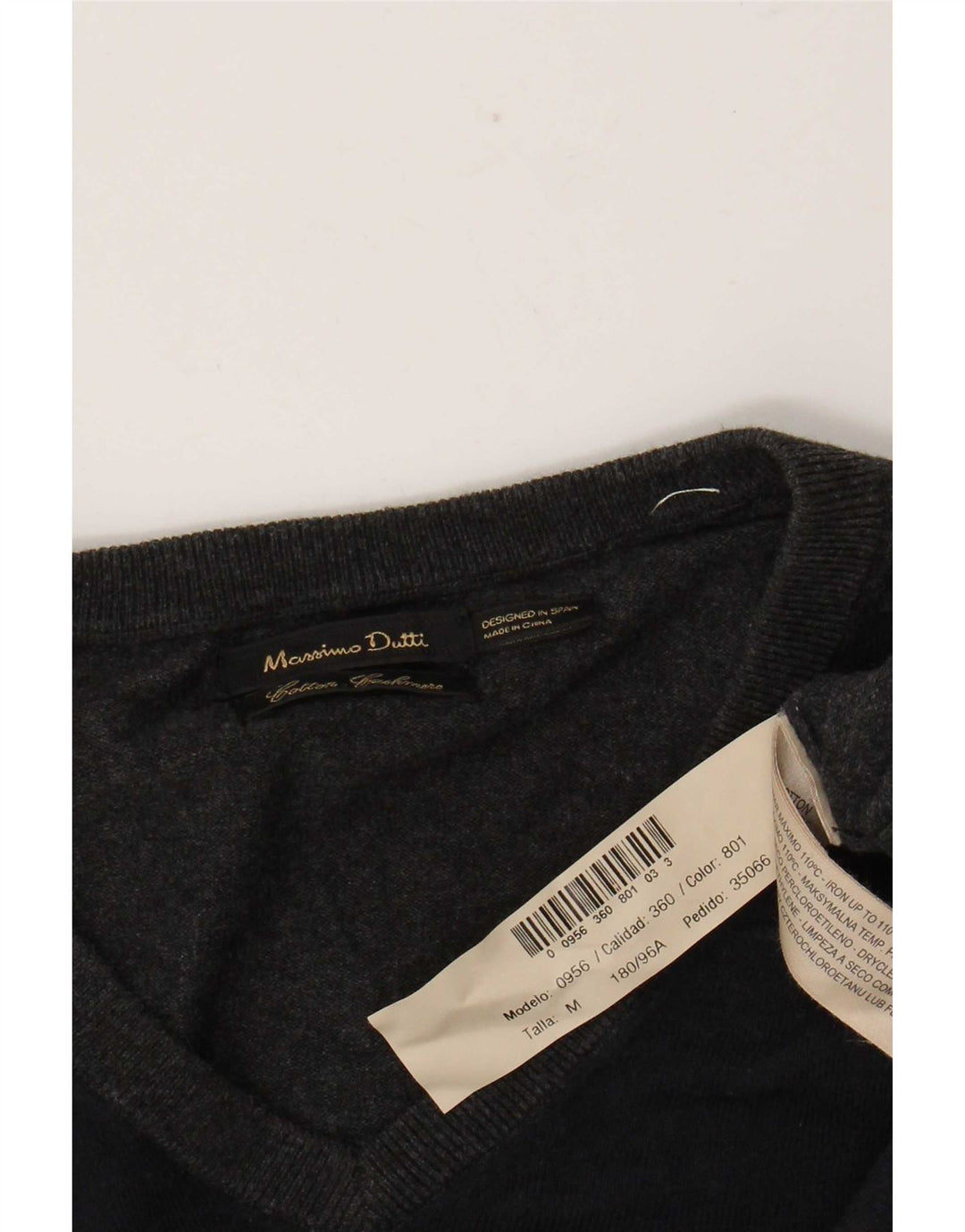Massimo Dutti Pull Col V Homme Gris Moyen Colorblock Coton