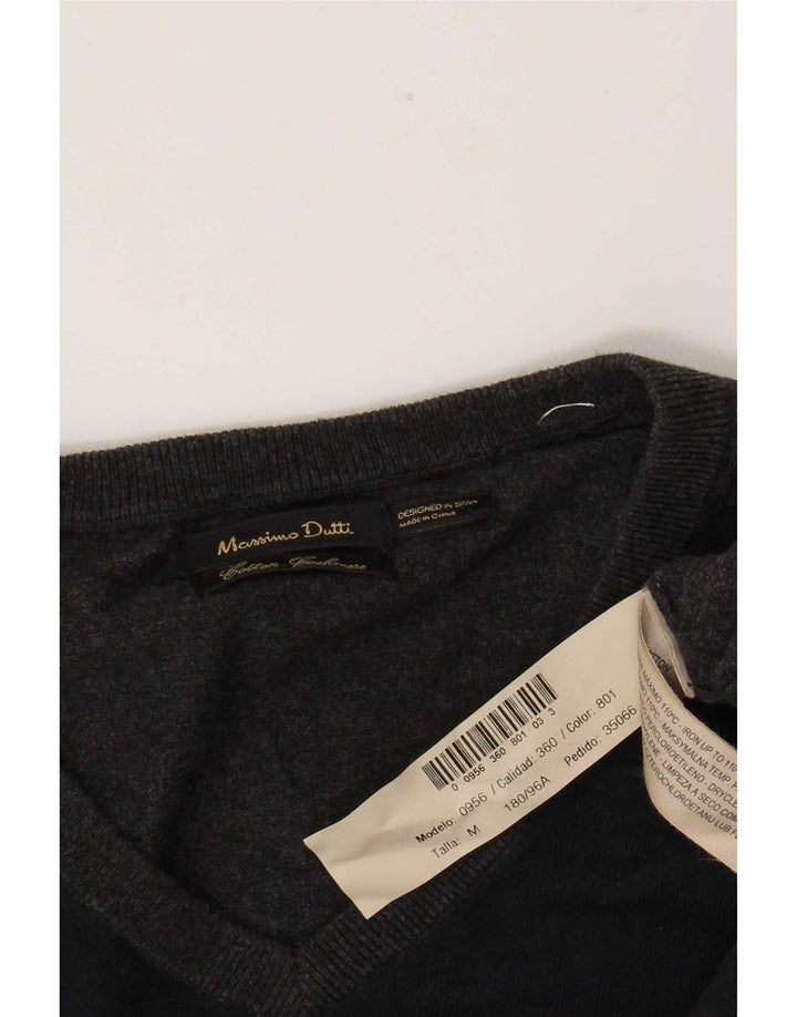 Massimo Dutti Pull Col V Homme Gris Moyen Colorblock Coton