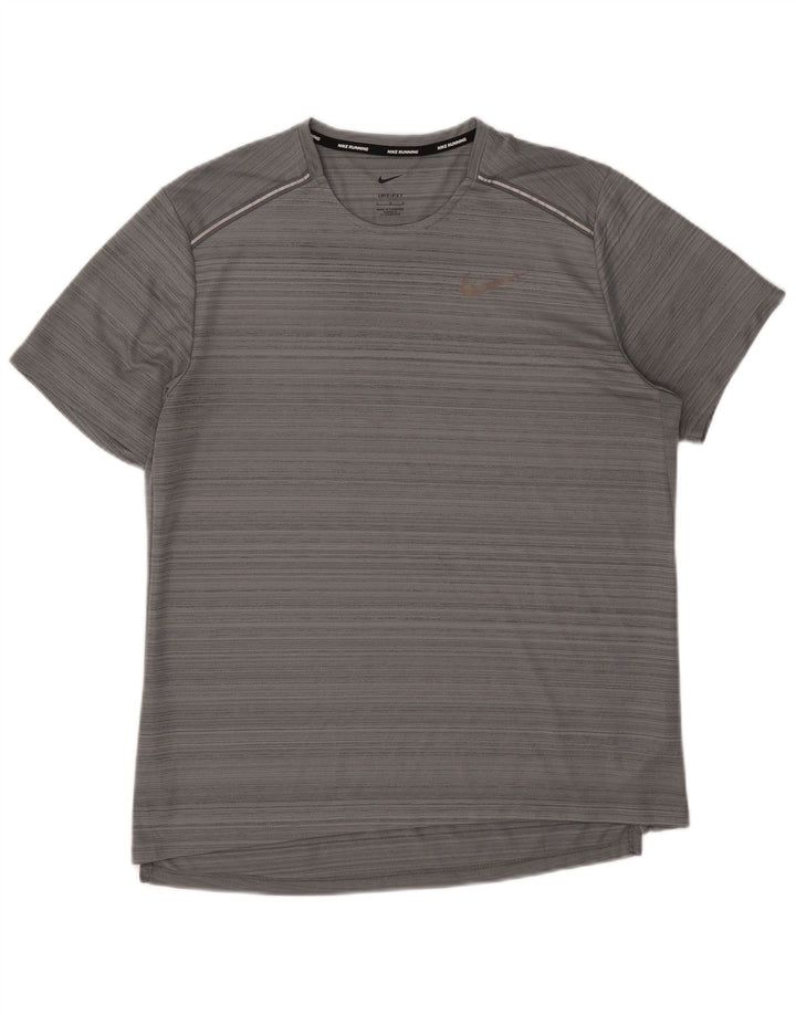 Nike Hommes Dri Fit T-Shirt Haut Large Gris Polyester