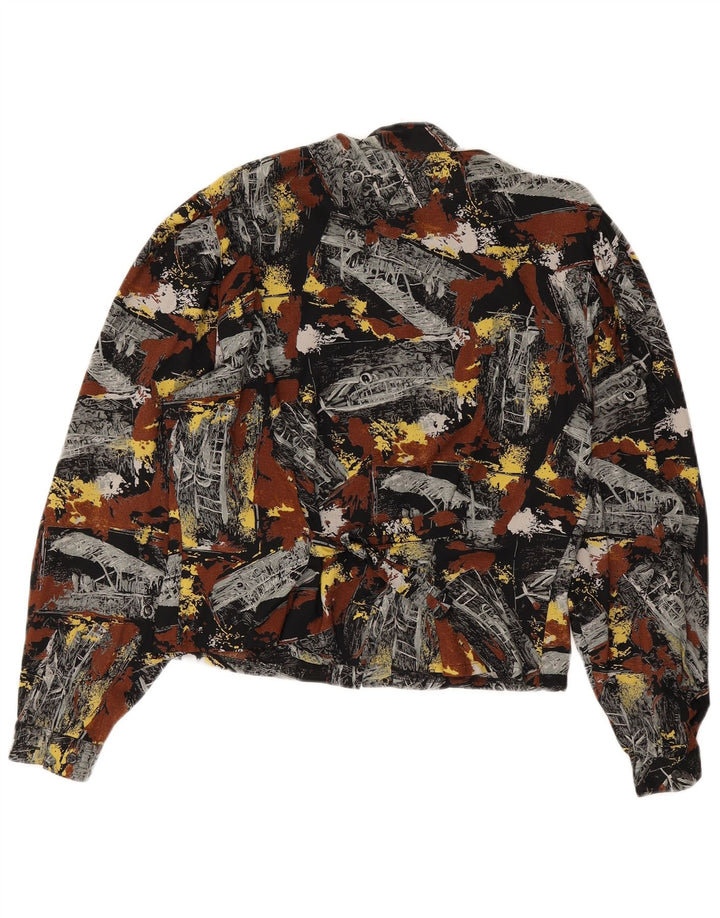 vintage Womens Abstract Pattern Shirt Blouse UK 14 Moyen Multicolore