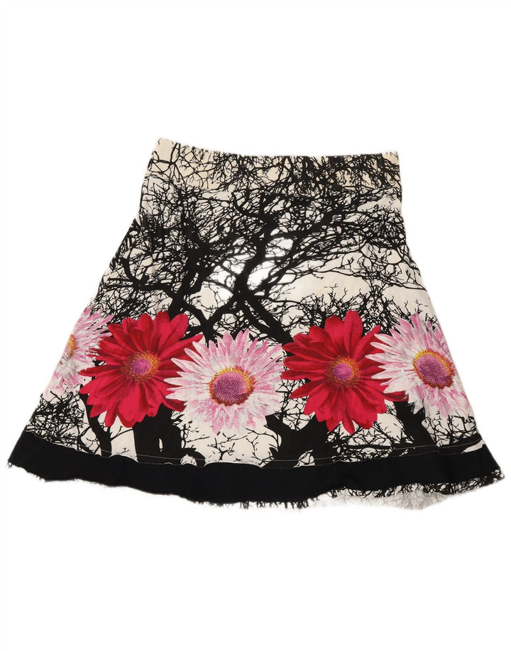 vintage Femme A-Line Jupe Moyenne W30 Coton Floral Multicolore