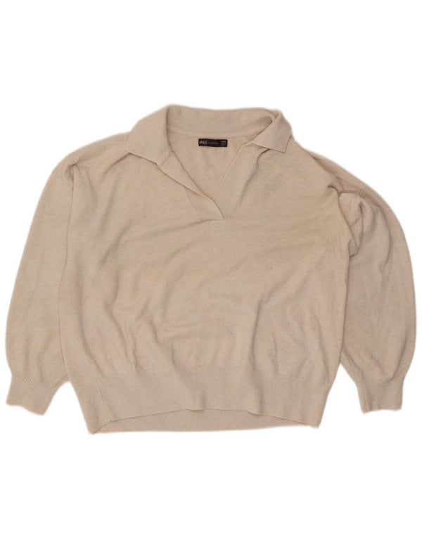 Marks & Spencer Pull surdimensionné à col polo pour femme UK 16 Large Beige