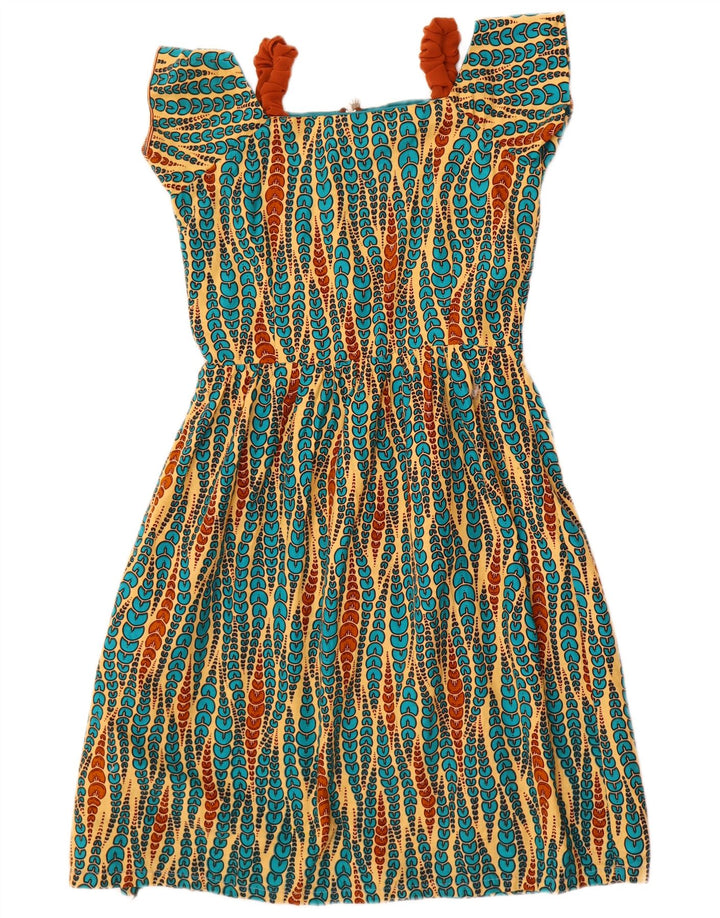 vintage Womens A-Line Dress UK 10 Petit Géométrique Multicolore