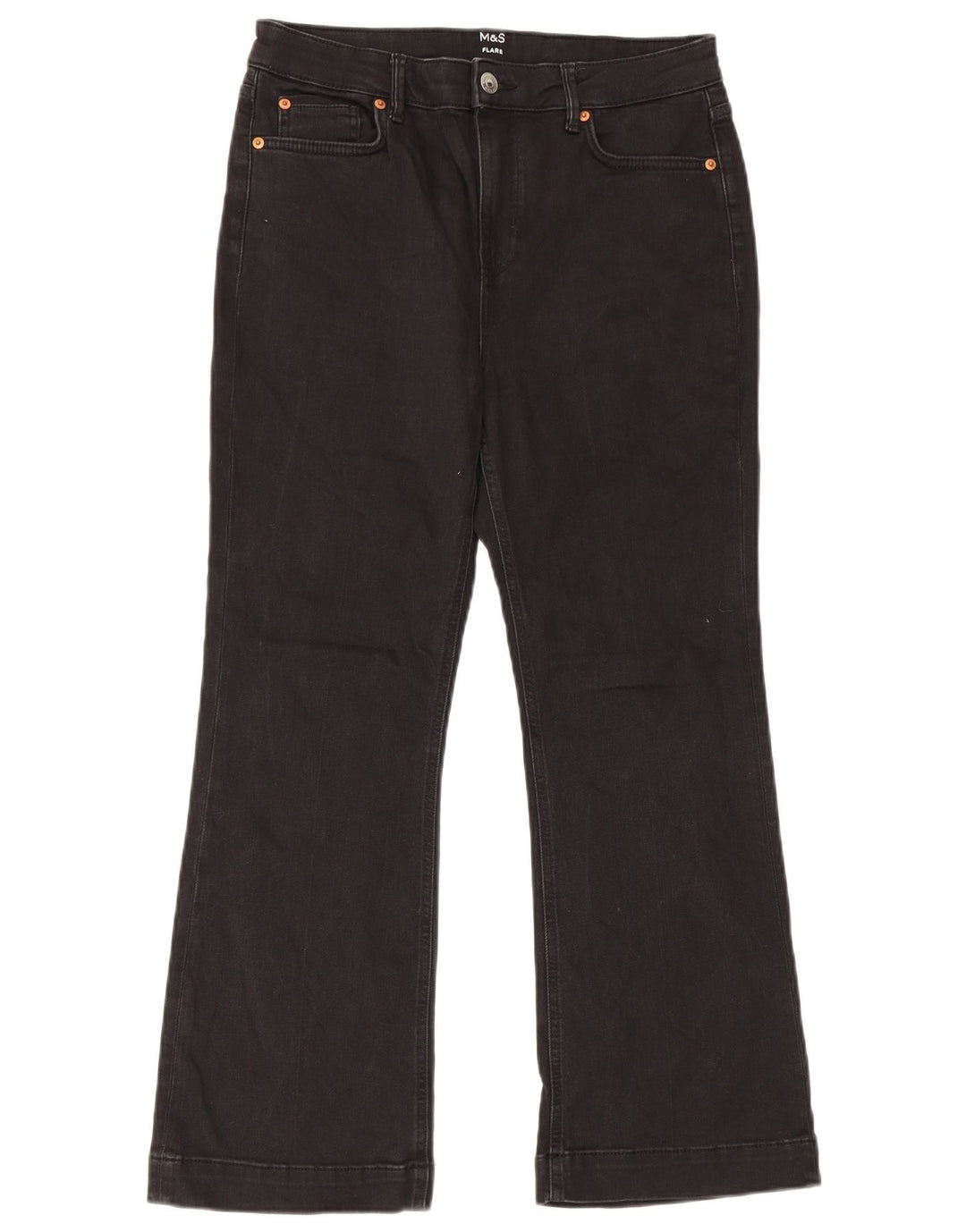 Marks & Spencer Jean évasé pour femme UK 14 Large W32 L27 Coton noir