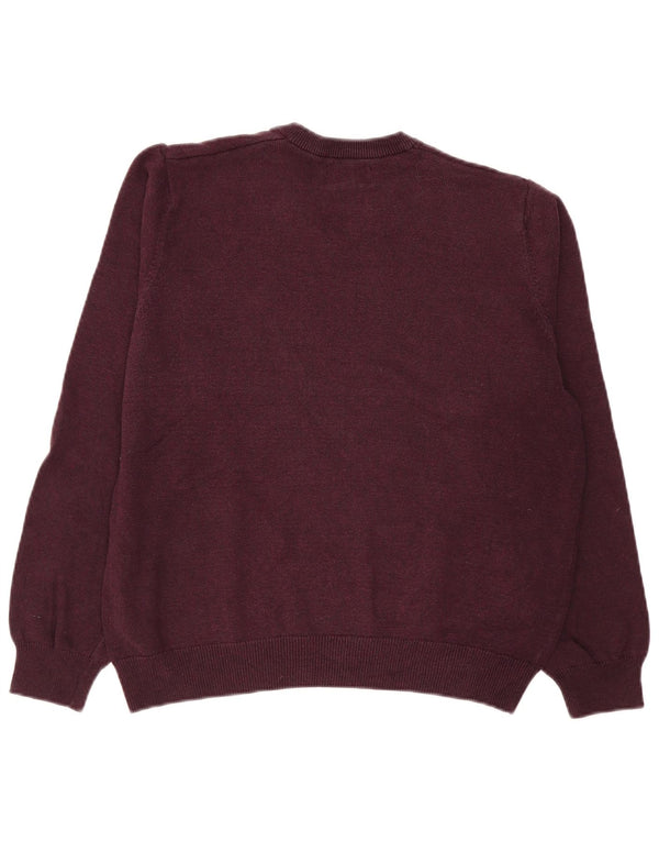 Marks & Spencer Pull col en V pour femme UK 14 Bordeaux moyen