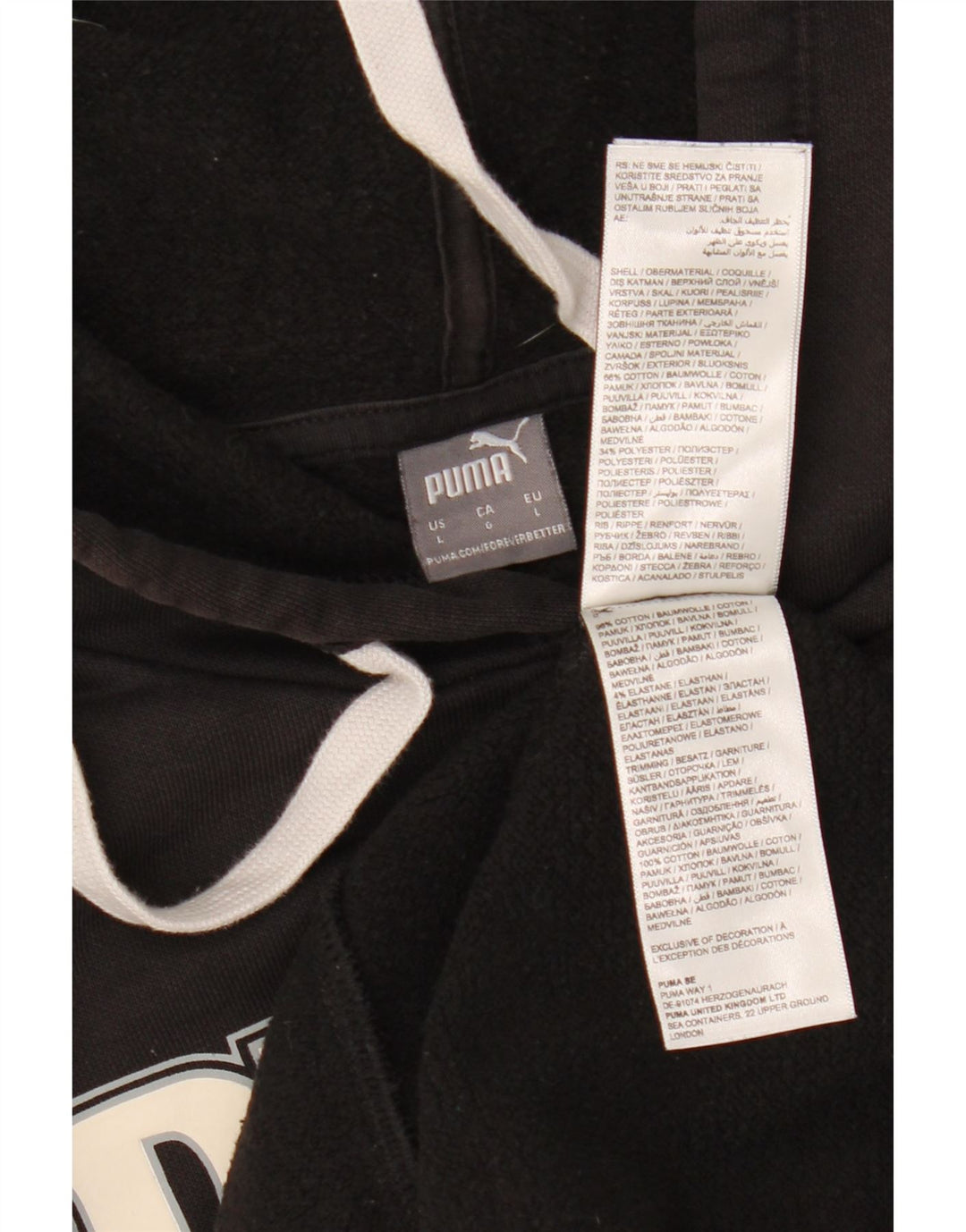 PUMA Pull à capuche graphique pour femme UK 16 Large Noir Coton