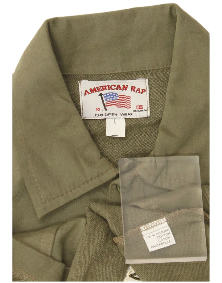 VINTAGE Chemise graphique femme US 10 Grand coton kaki